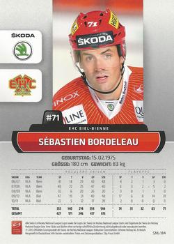 2011-12 PCAS Swiss National League #SNL-184 Sebastien Bordeleau Back