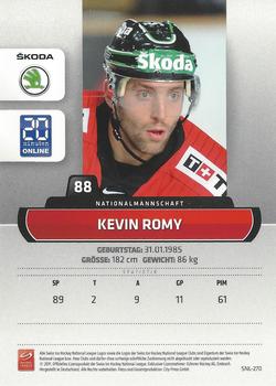 2011-12 PCAS Swiss National League #SNL-270 Kevin Romy Back