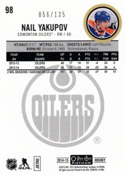 2014-15 O-Pee-Chee Platinum - Red Prism #98 Nail Yakupov Back