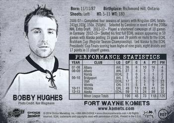 2013-14 Choice Fort Wayne Komets (ECHL) #7 Bobby Hughes Back