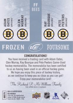 2014-15 Upper Deck Ice - Frozen Foursomes Relic #FF-BEES Adam Oates / Glen Murray / Ray Bourque / Pete Peeters Back