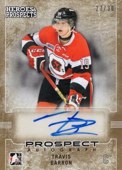 2014-15 In The Game Heroes & Prospects - Prospect Autographs Gold #87 Travis Barron Front
