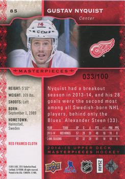 2014-15 Upper Deck Masterpieces - Framed Red Cloth #85 Gustav Nyquist Back