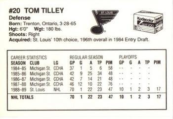1989-90 Kodak St. Louis Blues #NNO Tom Tilley Back