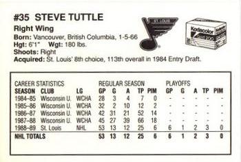 1989-90 Kodak St. Louis Blues #NNO Steve Tuttle Back