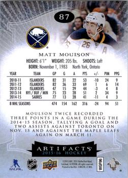 2015-16 Upper Deck Artifacts #87 Matt Moulson Back