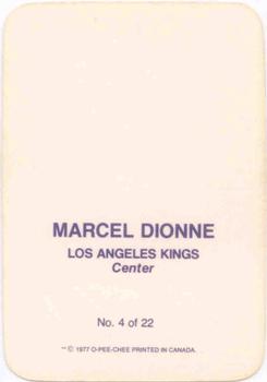 1977-78 O-Pee-Chee - Glossy Inserts (Rounded Corners) #4 Marcel Dionne Back
