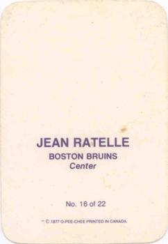 1977-78 O-Pee-Chee - Glossy Inserts (Rounded Corners) #16 Jean Ratelle Back