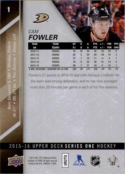2015-16 Upper Deck #1 Cam Fowler Back