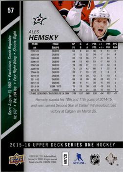 2015-16 Upper Deck #57 Ales Hemsky Back