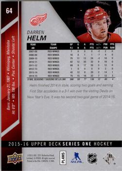 2015-16 Upper Deck #64 Darren Helm Back