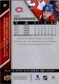 2015-16 Upper Deck #97 David Desharnais Back