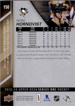 2015-16 Upper Deck #150 Patric Hornqvist Back