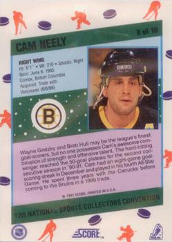 1991 Score 12th National Sports Collectors Convention #8 Cam Neely Back