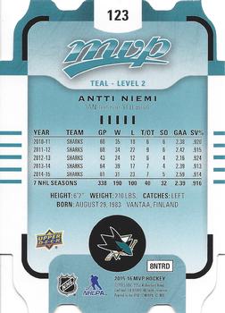 2015-16 Upper Deck MVP - Colours and Contours #123 Antti Niemi Back