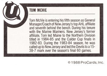1988-89 ProCards Utica Devils (AHL) #NNO Tom McVie Back