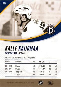 2015-16 Cardset Finland #004 Kalle Kaijomaa Back