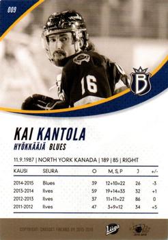 2015-16 Cardset Finland #009 Kai Kantola Back