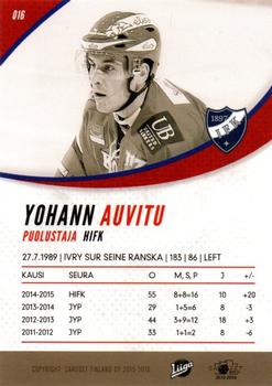 2015-16 Cardset Finland #016 Yohann Auvitu Back