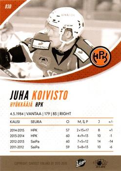 2015-16 Cardset Finland #030 Juha Koivisto Back