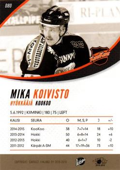 2015-16 Cardset Finland #080 Mika Koivisto Back