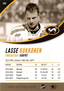 2015-16 Cardset Finland #086 Lasse Kukkonen Back