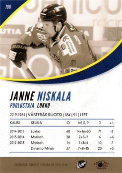 2015-16 Cardset Finland #100 Janne Niskala Back