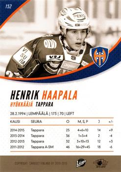 2015-16 Cardset Finland #152 Henrik Haapala Back
