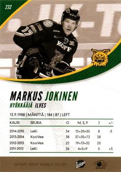 2015-16 Cardset Finland #232 Markus Jokinen Back