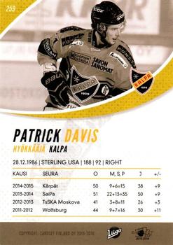 2015-16 Cardset Finland #259 Patrick Davis Back