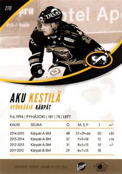 2015-16 Cardset Finland #270 Aku Kestilä Back