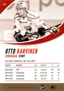 2015-16 Cardset Finland #329 Otto Karvinen Back