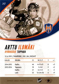 2015-16 Cardset Finland #342 Arttu Ilomäki Back