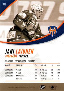2015-16 Cardset Finland #343 Jani Lajunen Back