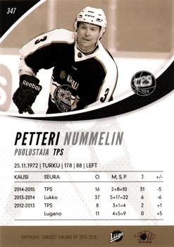 2015-16 Cardset Finland #347 Petteri Nummelin Back