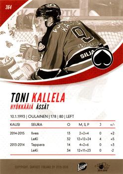 2015-16 Cardset Finland #364 Toni Kallela Back