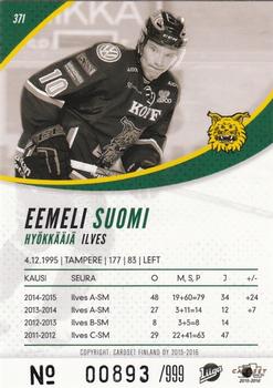 2015-16 Cardset Finland #371 Eemeli Suomi Back