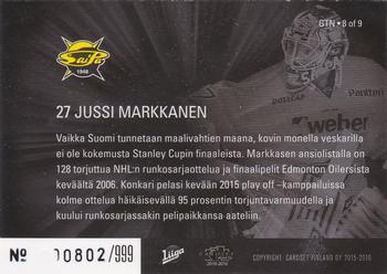 2015-16 Cardset Finland - Guarding the Net Special Edition #GTN-8 Jussi Markkanen Back