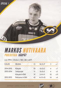 2015-16 Cardset Finland - Special #SPECIAL 1 Markus Nutivaara Back