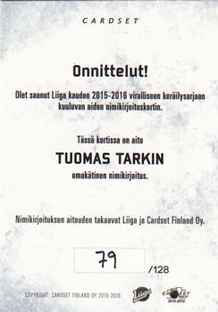 2015-16 Cardset Finland - Signature #NNO Tuomas Tarkki Back