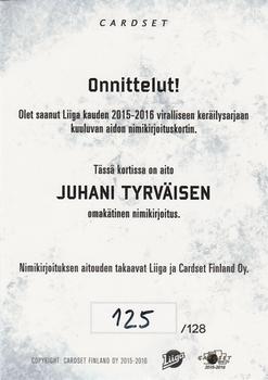2015-16 Cardset Finland - Signature #NNO Juhani Tyrväinen Back