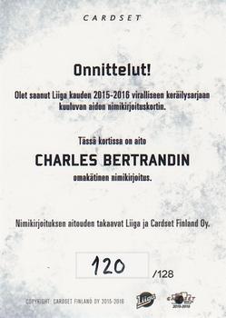 2015-16 Cardset Finland - Signature #NNO Charles Bertrand Back