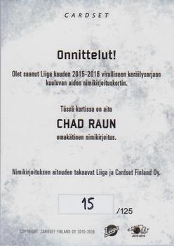 2015-16 Cardset Finland - Signature #NNO Chad Rau Back
