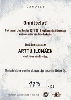 2015-16 Cardset Finland - Signature #NNO Arttu Ilomäki Back
