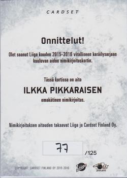 2015-16 Cardset Finland - Signature #NNO Ilkka Pikkarainen Back