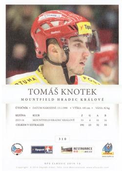 2014-15 OFS Classic #310 Tomas Knotek Back