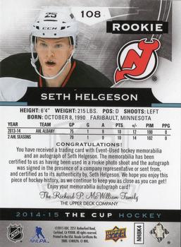 2014-15 Upper Deck The Cup #108 Seth Helgeson Back