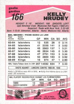 1989-90 O-Pee-Chee - Tembec Test White Backs #166 Kelly Hrudey Back