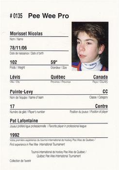 1992 Quebec International Pee-Wee Tournament #0135 Nicolas Morisset Back