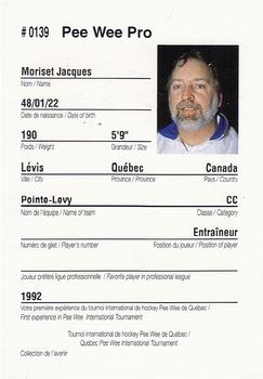 1992 Quebec International Pee-Wee Tournament #0139 Jacques Moriset Back